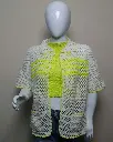 Crochet Neon Green Striped Shirt