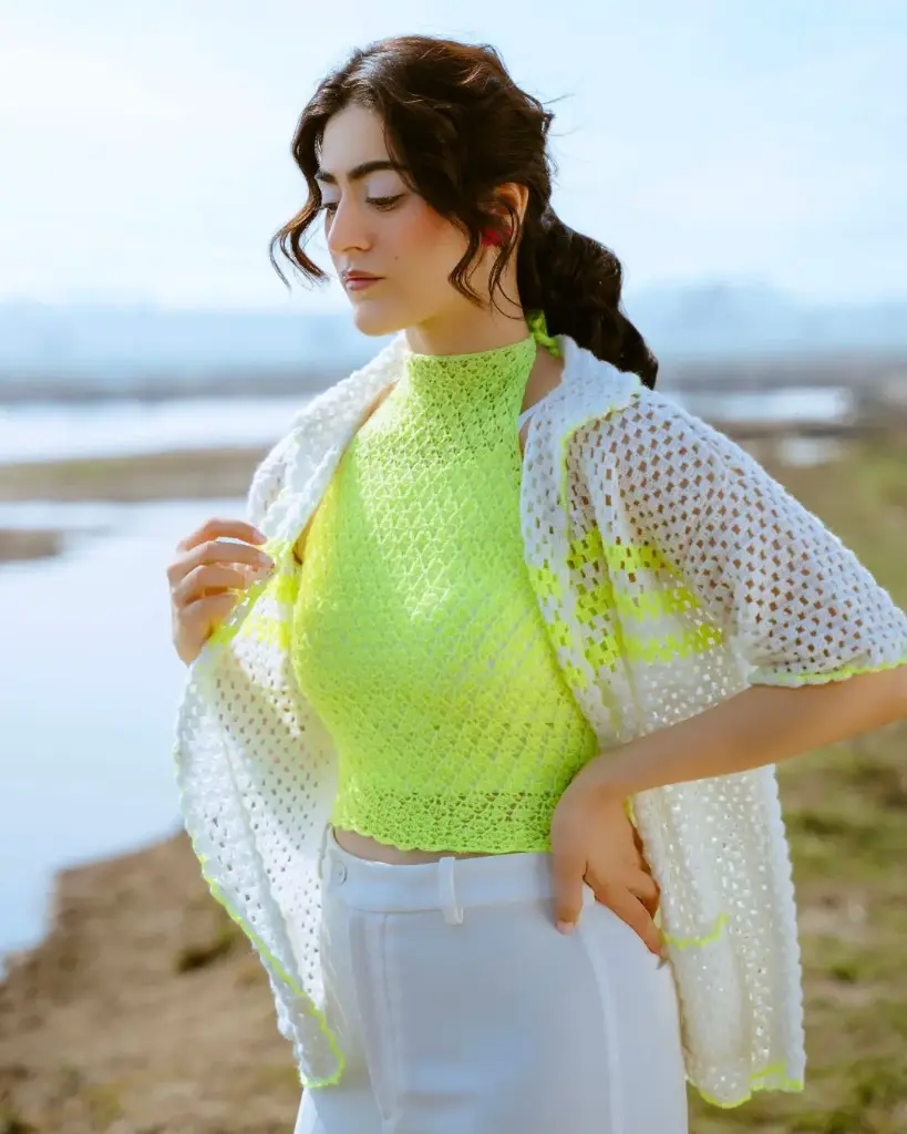 Crochet Neon Green Backless Top