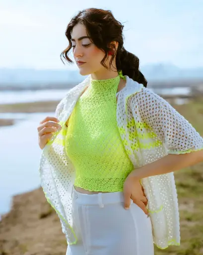 Crochet Neon Green Backless Top